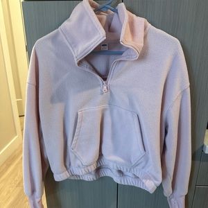 OLD NAVY Pink Fleece 1/4 Zip Cropped Thumb Hole Turtleneck Small S